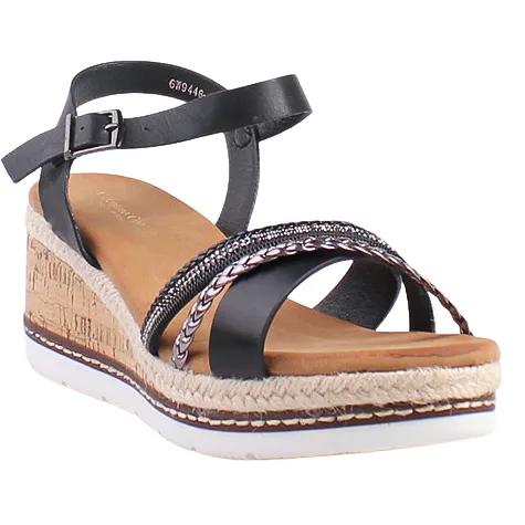 Redz Sandals<Ladies Wedge Sandals - 6W9446-4 - Black