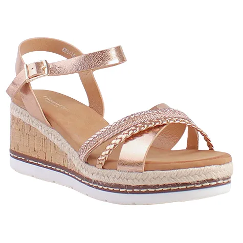 Redz Sandals<Ladies Wedge Sandals - 6W9446-4- Champagne