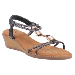 Redz Sandals<Ladies Wedge Sandals - Vida - Black