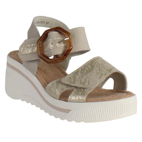 Redz Sandals<Ladies Wedge Sandals - T42-203 - Beige/Gold