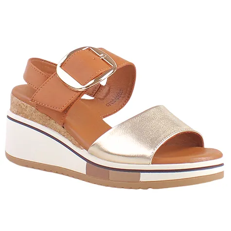 Redz Sandals<Ladies Wedge Sandals - CF024BE03 - Tan Multi