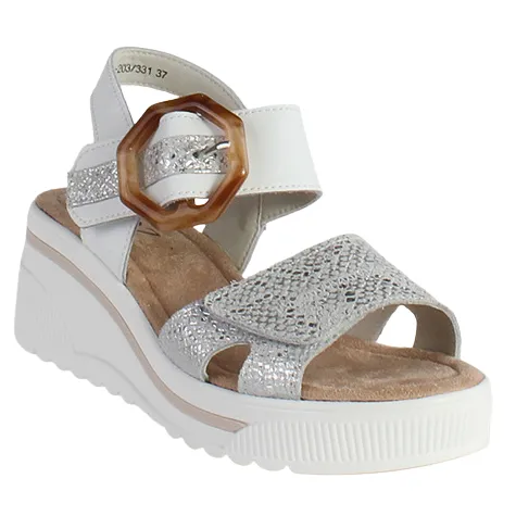 Redz Sandals<Ladies Wedge Sandals - T42-203 - White / Silver