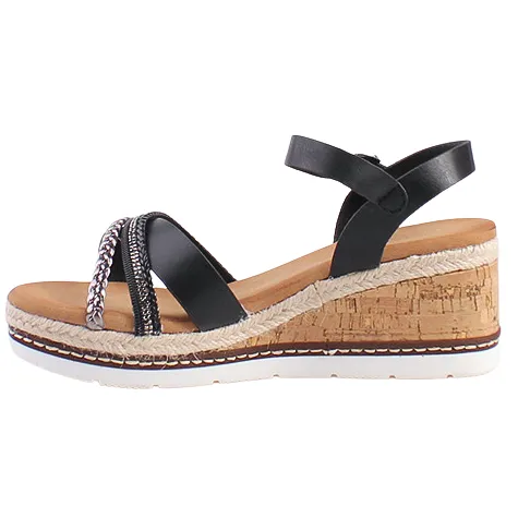 Redz Sandals<Ladies Wedge Sandals - 6W9446-4 - Black