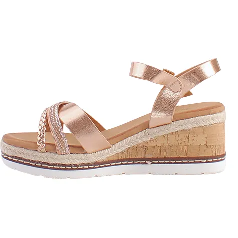 Redz Sandals<Ladies Wedge Sandals - 6W9446-4- Champagne