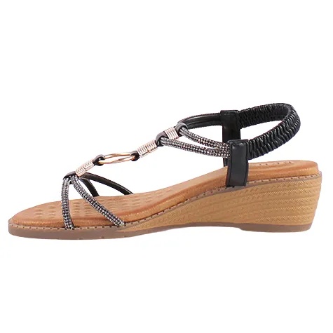 Redz Sandals<Ladies Wedge Sandals - Vida - Black