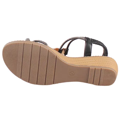 Redz Sandals<Ladies Wedge Sandals - Vida - Black