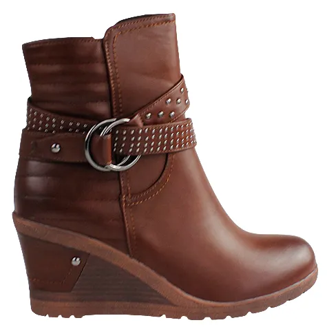 Redz Boots<Wedge Ankle Boots-F826-Tan