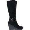 Redz Boots<Wedge Knee Boots - D3965-Black Suede