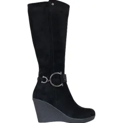 Redz Boots<Wedge Knee Boots - D3965-Black Suede