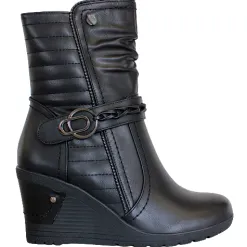Redz Boots<Wedge Mid Boots -D3937 Black
