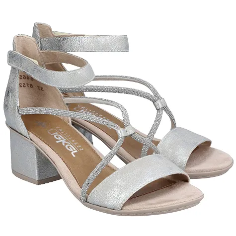 Rieker Heels<Block Heeled Sandals - 64654-40 - Silver