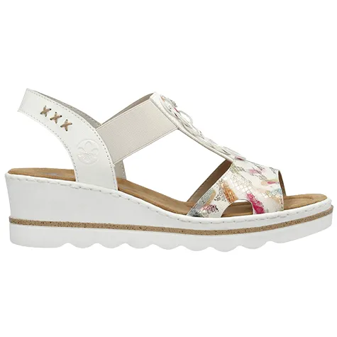 Rieker Sandals<Wedge Sandals - 67498-90 - White / Multi