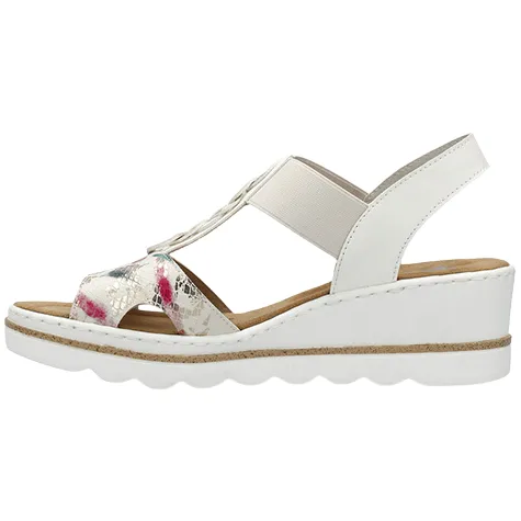 Rieker Sandals<Wedge Sandals - 67498-90 - White / Multi