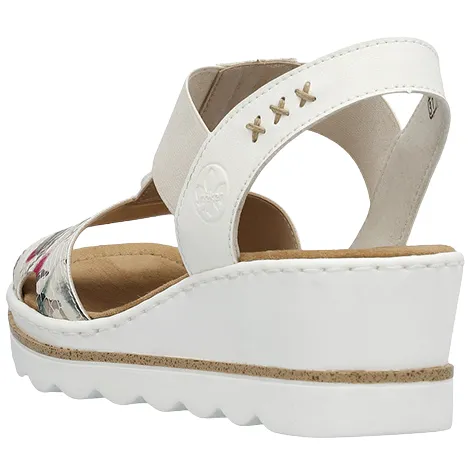 Rieker Sandals<Wedge Sandals - 67498-90 - White / Multi