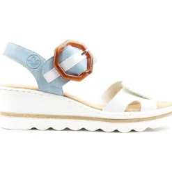 Rieker Sandals<Wedge Sandals- 67476-81-33 - White/Blue