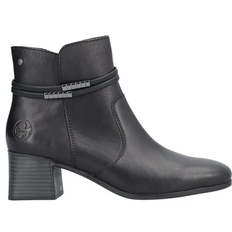 Rieker Boots<Block Heeled Ankle Boots - 70973-00 - Black