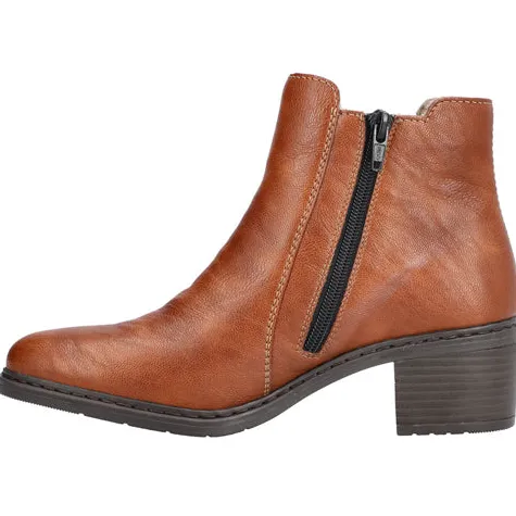 Rieker Boots<Block Heeled Ankle Boots - 70171-23 - Tan