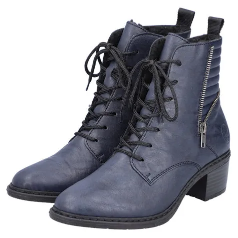 Rieker Boots<Block Heeled Ankle Boots - 70101-14 - Navy