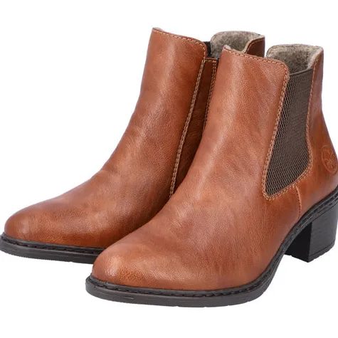 Rieker Boots<Block Heeled Ankle Boots - 70171-23 - Tan