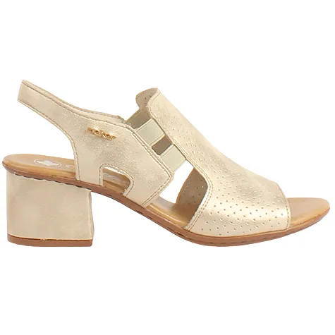 Rieker Heels<Block Heeled Sandals - 64665-60 - Beige