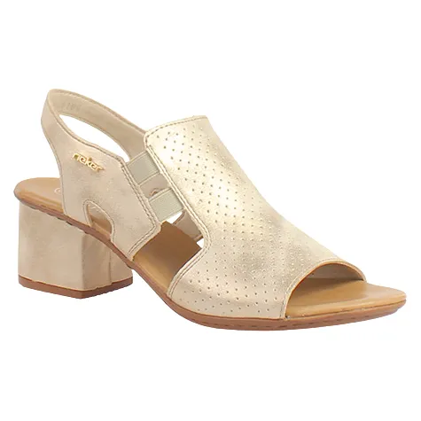 Rieker Heels<Block Heeled Sandals - 64665-60 - Beige