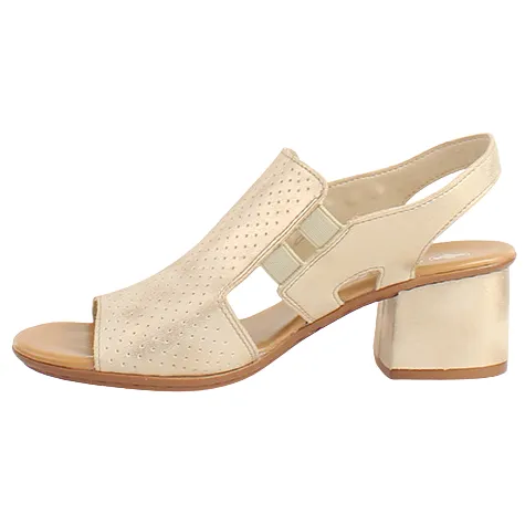 Rieker Heels<Block Heeled Sandals - 64665-60 - Beige