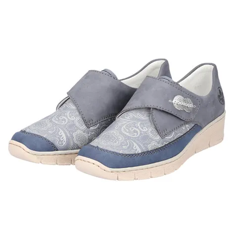 Rieker Ladies Wide Fitting | Shoes<Cross Strap Shoes - 537C0-00 - Blue