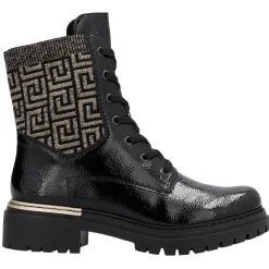 Rieker Boots<Ladies Ankle Boots - 72607-00 - Black/Gold