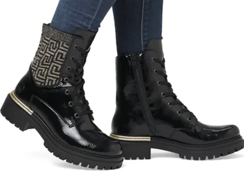 Rieker Boots<Ladies Ankle Boots - 72607-00 - Black/Gold