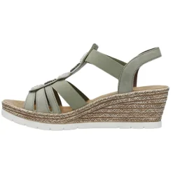 Rieker Sandals<Ladies Wedge Sandals - 619B2-31 - Green