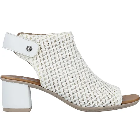 Rieker Heels<Ladies Block Heel Sandals - 64772 - White