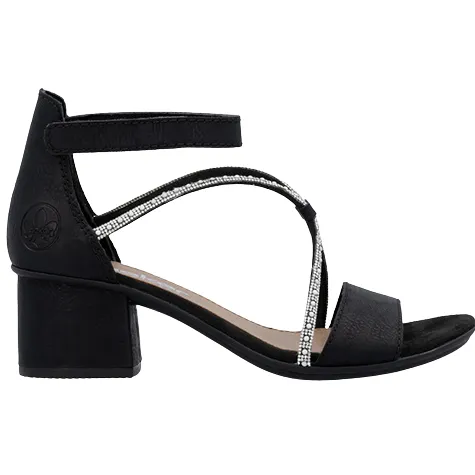 Rieker Heels<Ladies Block Heel Sandals - 64654-00 - Black