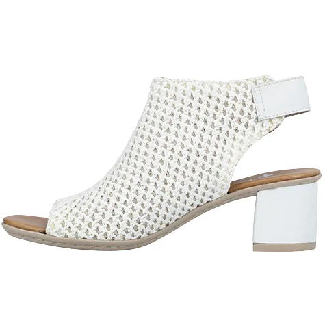 Rieker Heels<Ladies Block Heel Sandals - 64772 - White