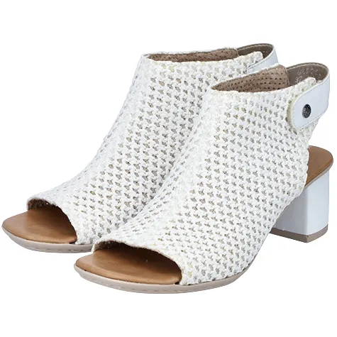 Rieker Heels<Ladies Block Heel Sandals - 64772 - White