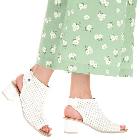 Rieker Heels<Ladies Block Heel Sandals - 64772 - White