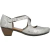 Rieker Heels<Ladies Cross Strap Pumps - 41781-40 - Silver