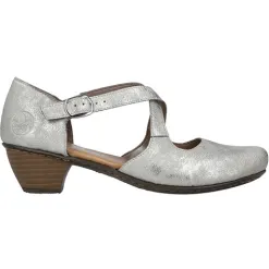 Rieker Heels<Ladies Cross Strap Pumps - 41781-40 - Silver