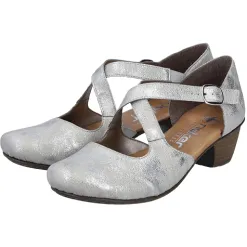 Rieker Heels<Ladies Cross Strap Pumps - 41781-40 - Silver