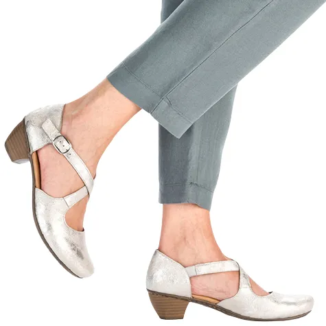 Rieker Heels<Ladies Cross Strap Pumps - 41781-40 - Silver
