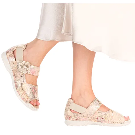 Rieker Sandals<Ladies Extra Wide Fit Cross Strap Sandals - V7472-90 - Beige Multi