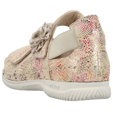 Rieker Sandals<Ladies Extra Wide Fit Cross Strap Sandals - V7472-90 - Beige Multi