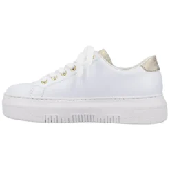 Rieker Trainers<Ladies Flatform Trainers - M1921-80 - White / Gold