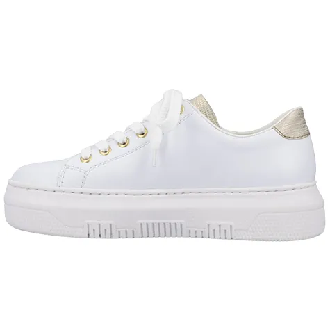 Rieker Trainers<Ladies Flatform Trainers - M1921-80 - White / Gold