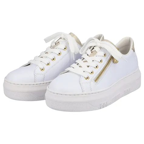 Rieker Trainers<Ladies Flatform Trainers - M1921-80 - White / Gold