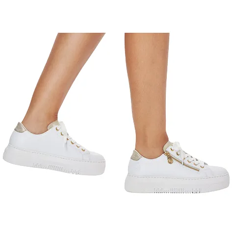 Rieker Trainers<Ladies Flatform Trainers - M1921-80 - White / Gold