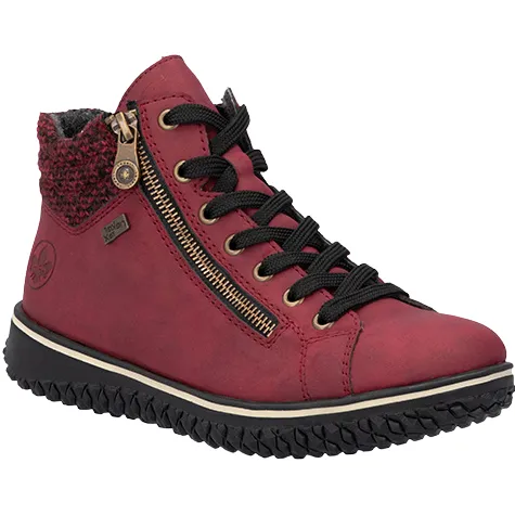 Rieker Boots<Ladies Lace Up Ankle Boots - Z4263 - Red