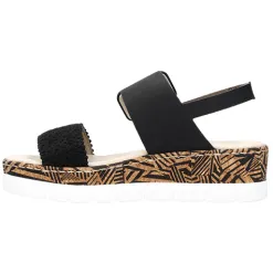 Rieker Sandals<Ladies Low Wedge Sandals - V3950-00 - Black