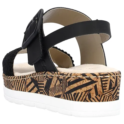 Rieker Sandals<Ladies Low Wedge Sandals - V3950-00 - Black
