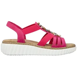 Rieker Sandals<Ladies Low Wedge Sandals - 63249-31 - Pink