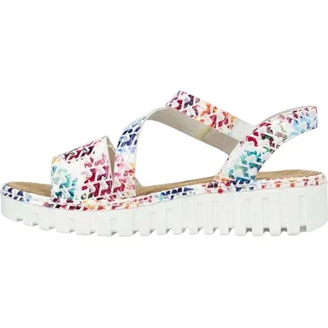 Rieker Sandals<Ladies Low Wedge Sandals - V1364-90 - Multi